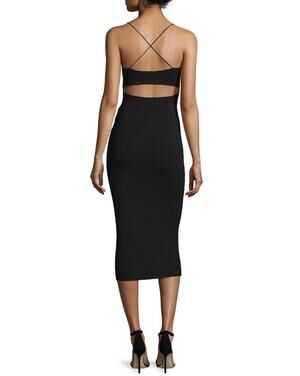EUC T Alexander Wang Black Fitted Bodycon Strappy Stretch Midi Dress Small S